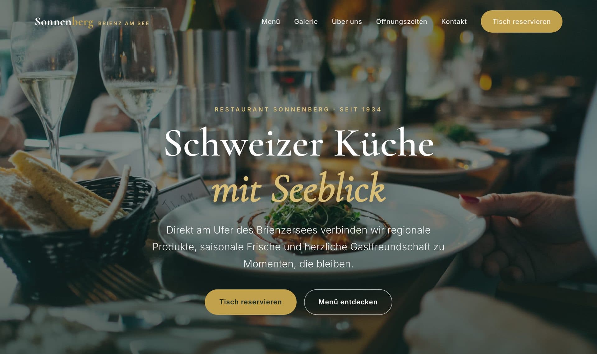 Website von Restaurant Sonnenberg, Restaurant in Brienz